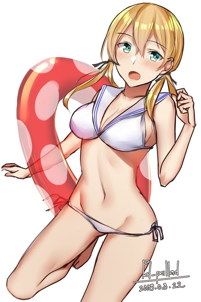 Prinz Eugen (художник: Pallad) - NSFW, Kantai Collection, Аниме, Anime Art, Prinz Eugen, Z3 max schultz, Купальник