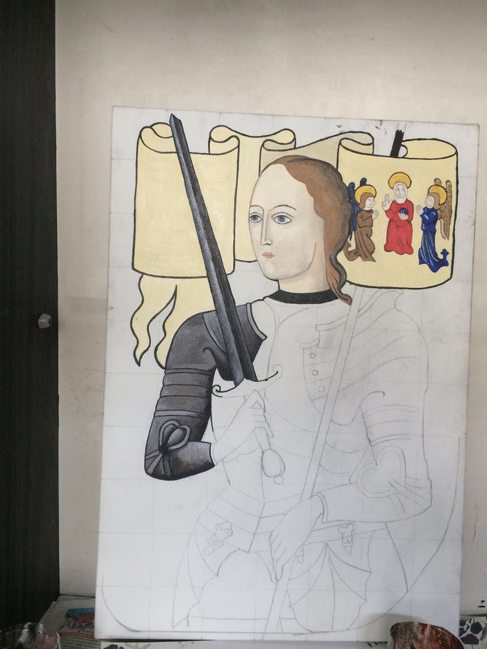 Carbon paper #2 - My, Joan of Arc, Art, Oil painting, Longpost