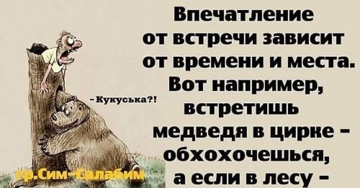 Зависит от того где. Анекдот про медведя. Обхохочешься шутки и приколы. Впечатления от встречи зависит. Шутки смешные обхохочешься.