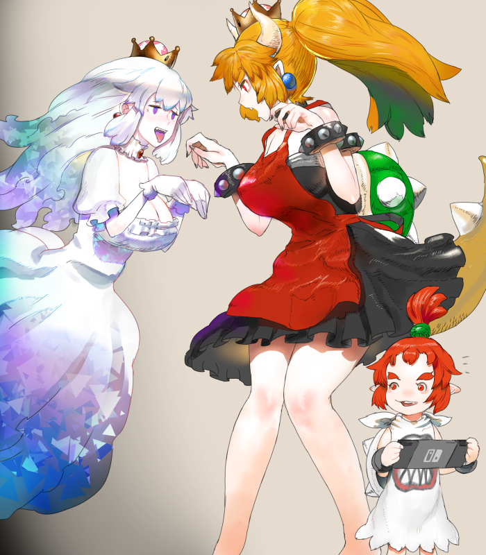 Bowsette and Bowsette Jr - Bowsette, Bowsette Jr, Boosette, Anime art, Super crown, Longpost, Nintendo, Super mario, Rule 63