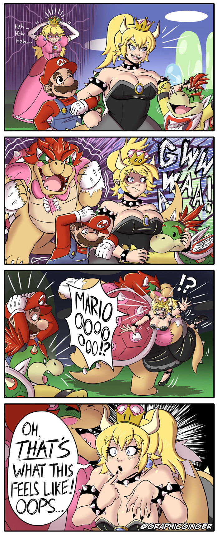 Oh, so this is how it feels to be kidnapped! Oops... - , Super crown, Bowsette, Comics, Mario, Super mario, Humor, Longpost