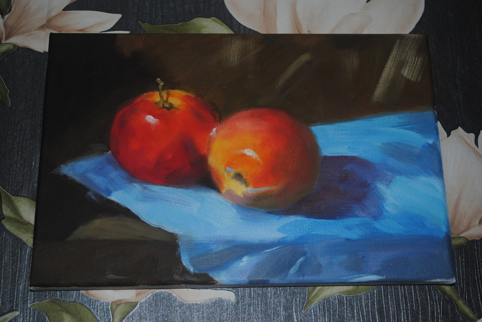 Apples.. - My, Apples, Canvas, Butter, Painting, Oil painting, Still life, Фрукты