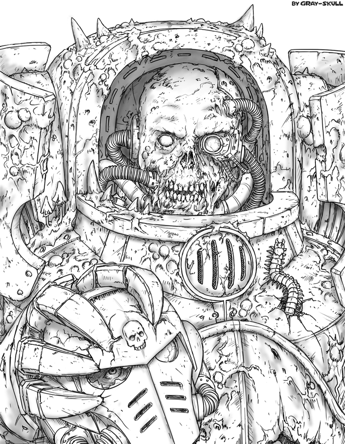 Rot outside. Rot inside (by Gray-Skull) - My, Warhammer 40k, Gray-skull, Chaos space marines, Chaos, Death guard, Nurgle, Art, Images