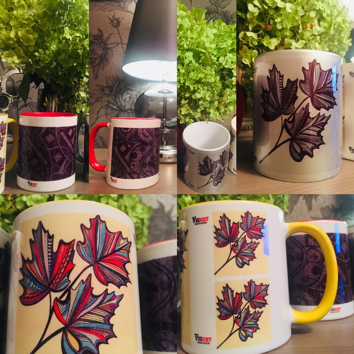 Art design - My, Handmade, Painting, A cup, Tableware, Design, Leaves