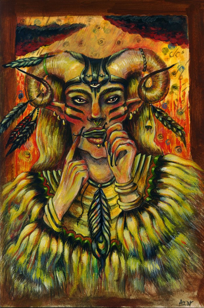 Shaman - My, Shamanism, Tempera, Jew's harp, Drawing, Shaman, Shamans