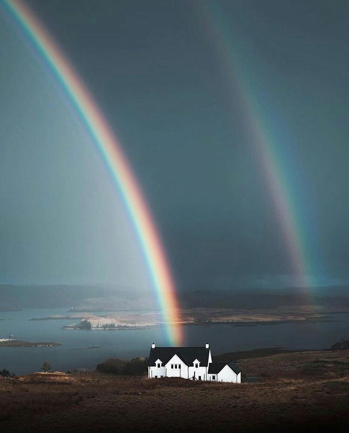 Double rainbow on the Isle of Skye, Scotland. - The photo, Nature, beauty of nature, beauty, Interesting, Scotland, Rainbow, House