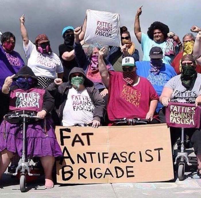 Fat anti-fascist brigade. - Anti-fascism, Fat man, Fatty, Oddities, Fullness, Excess weight
