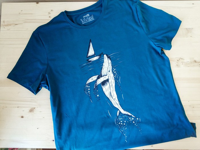 T-shirt painting - My, Humpback whale, Whale, Art, Art, Acrylic, Painting on fabric, , Longpost