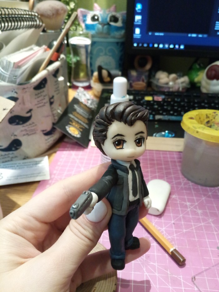 New resident of my table :) - My, , Detroit: Become Human, Longpost, Games, Needlework without process, Connor - Detroit: Became Human