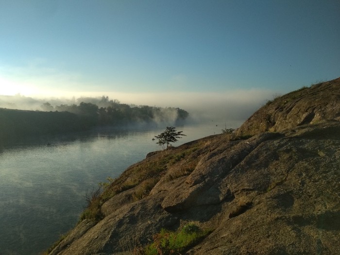 Morning, r. Dnieper - My, Dnieper, Morning, River, Fog, The rocks, Nature, Not photoshop, Without processing
