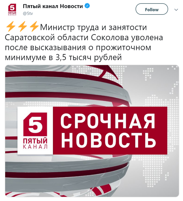 Minister of Labor and Employment of the Saratov Region Sokolova dismissed - Society, Russia, Dismissal, Officials, , Saratov region, Twitter, Channel Five