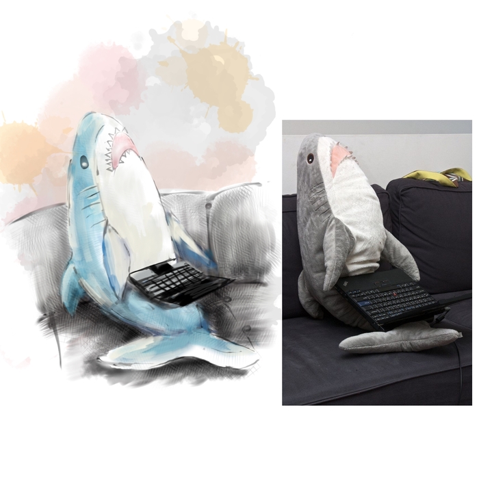 Sharks on request - My, Longpost, Creation, Digital drawing, Drawing, Shark