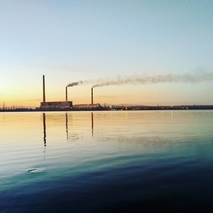 Evening photo of Luchegorsk State District Power Plant - My, Gres, The photo, Luchegorsk, Evening, Reservoir