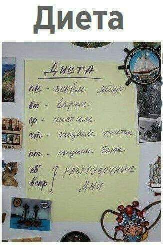 Тут расписание новой диеты подоспело, разбирайте. - Диета, Картинка с текстом, Сдохнуть можно