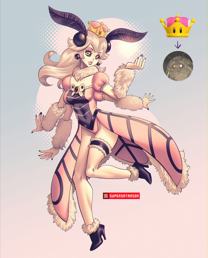 Princess Moth - NSFW, Supersatanson, , Butterfly, Super crown, Mario, Art, Memes, Monster girl, Longpost