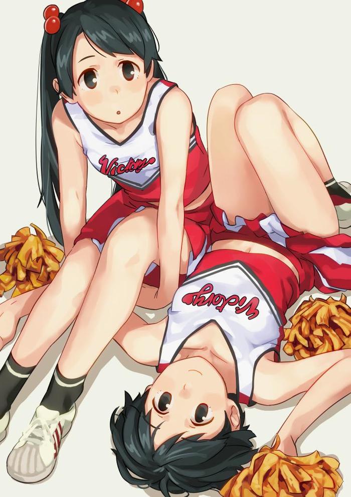 Mikuma & Mogami - Kantai collection, Mikuma, Mogami, Cheerleading, Anime art, Anime