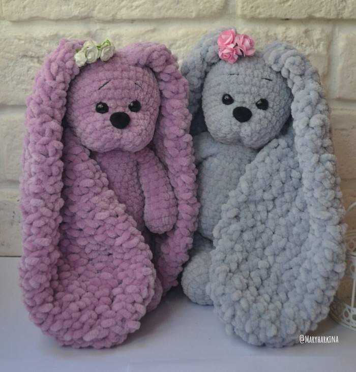 Marshmallow Bunnies - My, Crochet, Knitted toys, Longpost