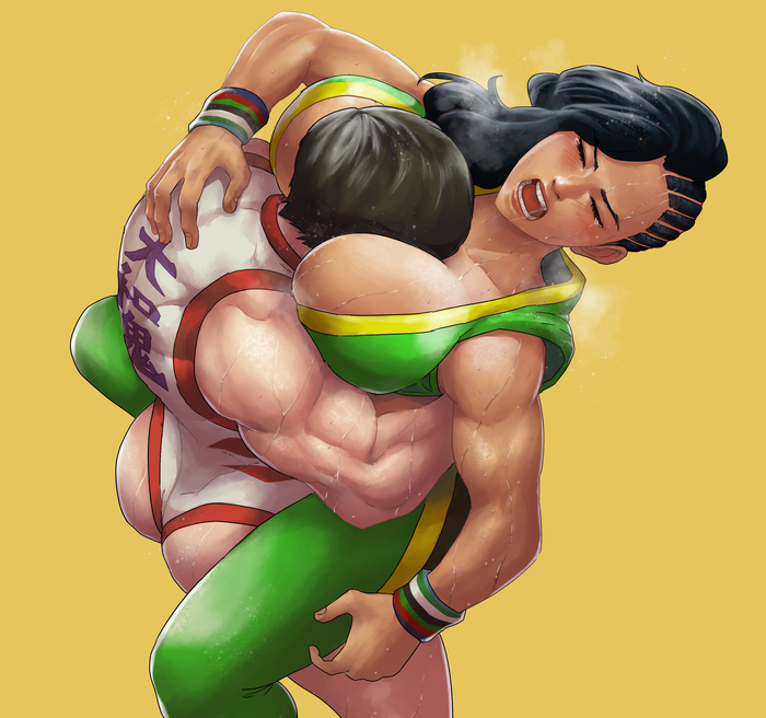 Nadeshiko vs Laura - Fauzy, Арт, Крепкая девушка, Street Fighter, Laura matsuda, Yamato Nadeshiko, Спортивные девушки, Anime Art