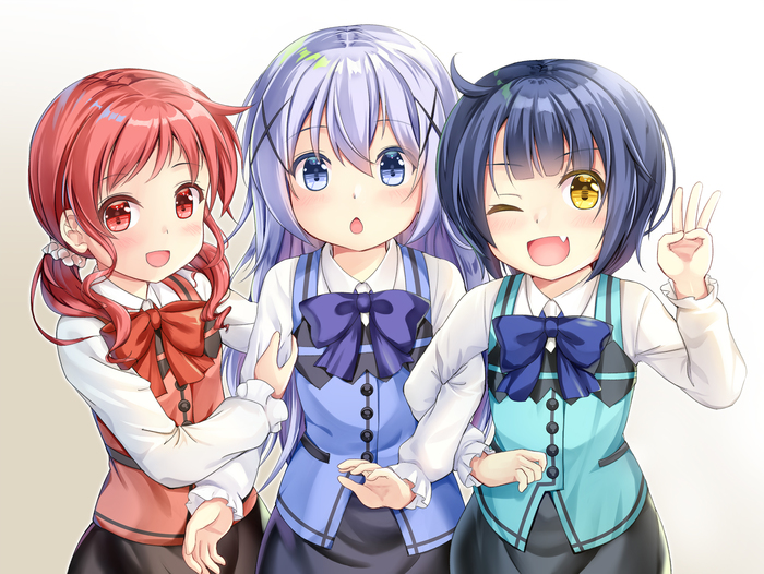 Anime art - Anime Art, Maya Jouga, Kafuu chino, Megumi Natsu, Gochuumon wa usagi desu ka?