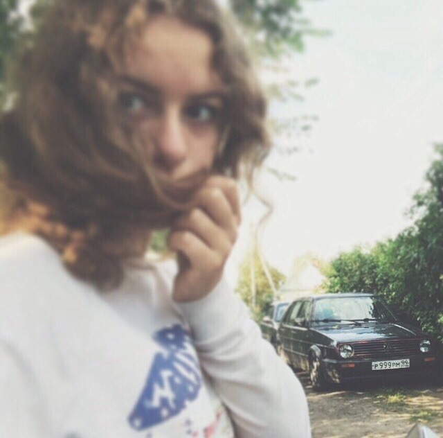 When they take pictures with your car, but you don't know)) - Volkswagen golf, Beautiful girl, Car, Mobile photography, Longpost