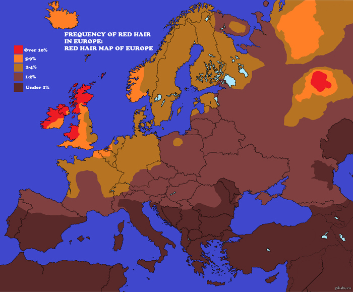 Map of redhead populations - Redheads, Genetics, Population