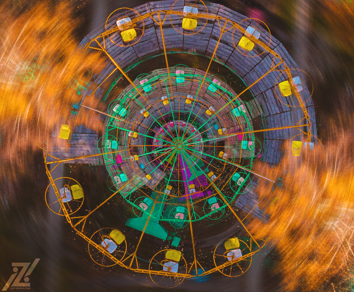 Multiple exposure. Old but working carousel of the city N - My, The photo, Carousel, Creative, Drone, DJI Mavic PRO, , Multiple exposure