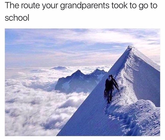 How, according to my grandfather's stories, he got to school - Grandmothers and grandfathers, Story, Picture with text, The mountains