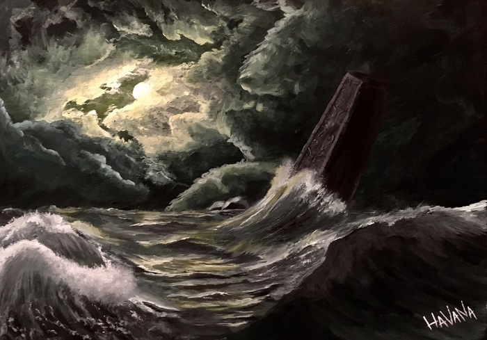 Obelisk - My, Lovecraft, Howard Phillips Lovecraft, Gouache, Deep sea, Cthulhu, Dagon, Shadow over Innsmouth, Art
