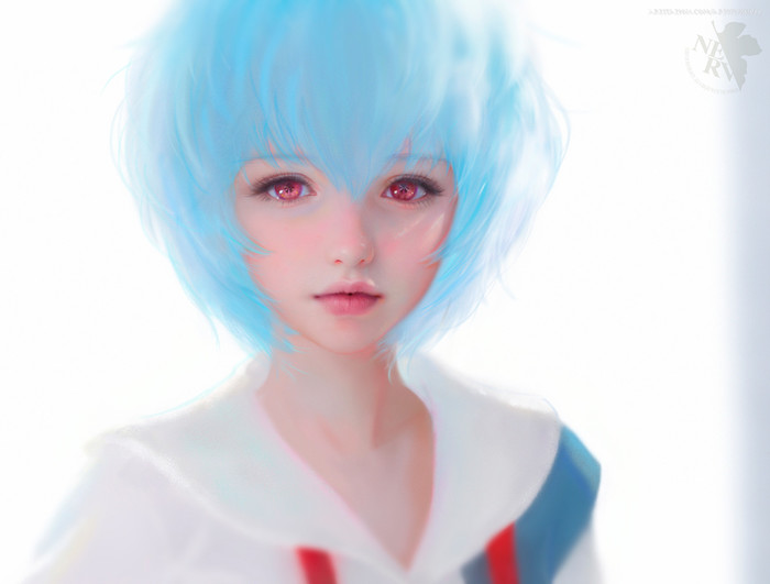 Rei-ayanami. - Digital, Portrait, Art, Girls, Characters (edit), Evangelion, Rei ayanami, Anime