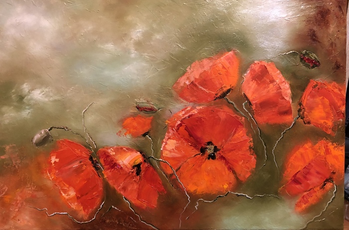 Poppies - My, Poppy, Oil painting, Canvas, Creation, Hobby