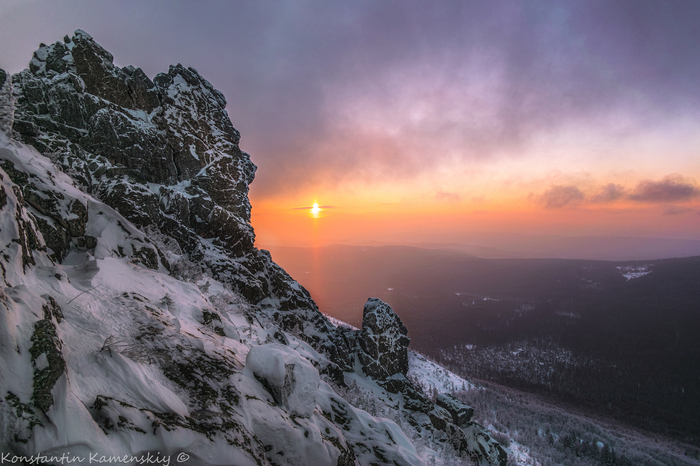 cold sunset - My, Southern Urals, Ural, Taganay, Nature, Landscape, Sunset, Chelyabinsk region, Winter