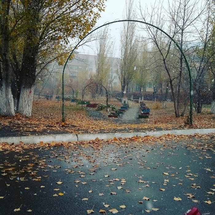 First snow in September - My, The photo, Landscape, Autumn, Snow