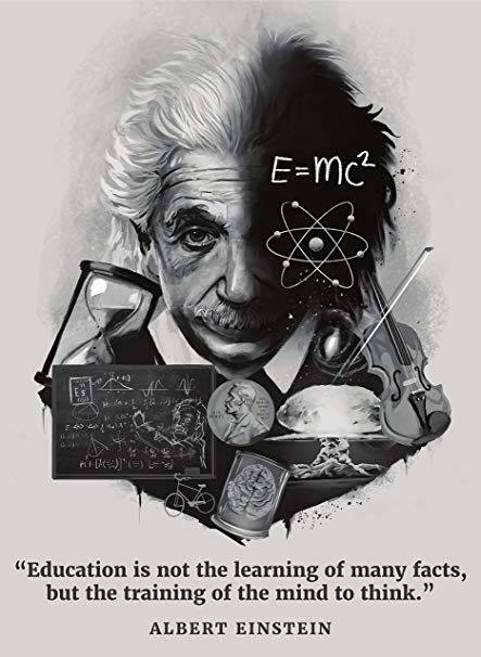 Too much to know or too much to think? - Picture with text, Quotes, To think, Albert Einstein, Education, Education, Thoughts