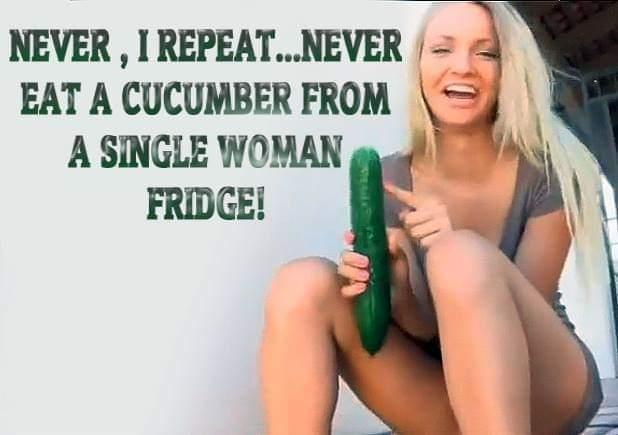 Never, I repeat, never - Cucumbers, Refrigerator, Loneliness, Picture with text, Cooking