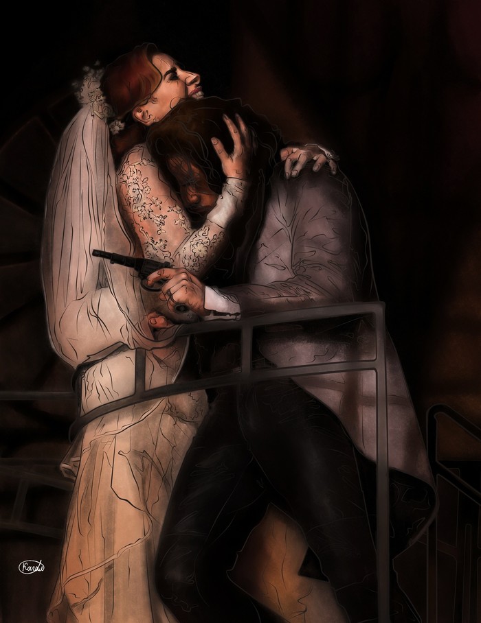 Rostislav Kolpakov and Elena Gazaeva, musical Jekyll and Hyde. Drawing in PaintTool SAI. - My, Drawing, Art, SAI