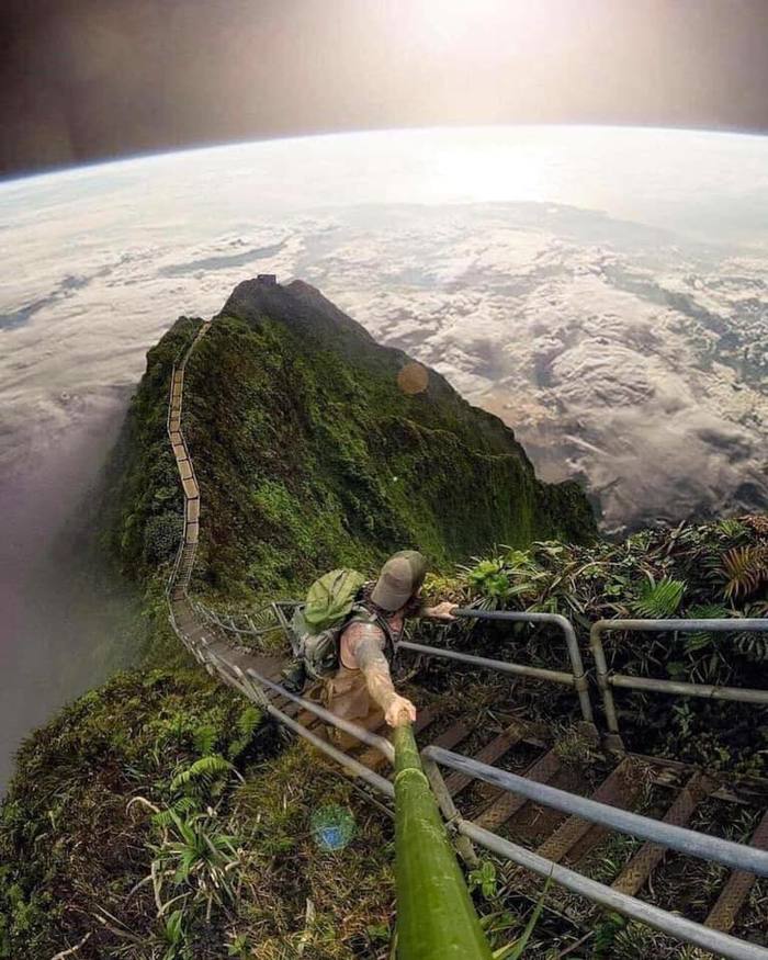 Climbing - The mountains, Climbing, Selfie, Hawaii, Photoshop
