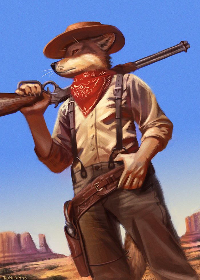 Git Along Little 'Yote - Trunorth, Furry, Art, Weapon, Wild West