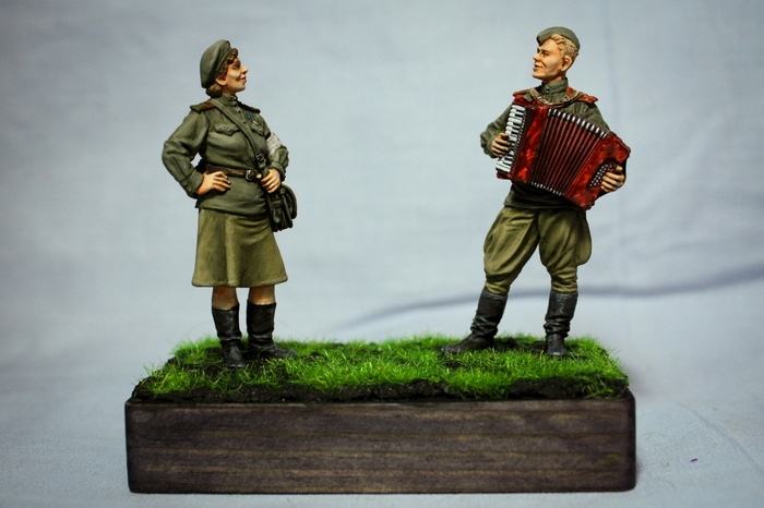 Accordionist and nurse, 54 mm - My, The Second World War, Accordion, Nurses, Vignette, 54mm, Longpost