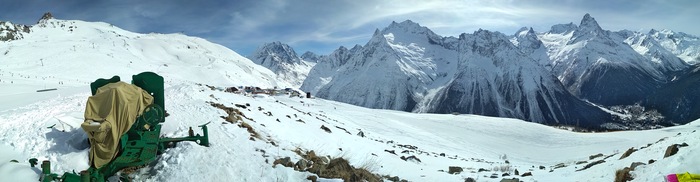 Mountain Dombay (February 2018). Part 1. Panoramas. - My, Dombay, The mountains, Caucasus, Skiing, Landscape, Mobile photography, Xiaomi redmi 4x, Travels
