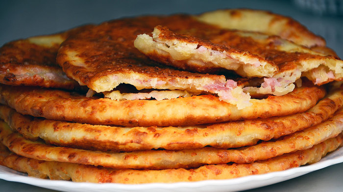 Cheese cakes with ham, on kefir - My, Tortillas, , , , , Recipe, Video, Longpost