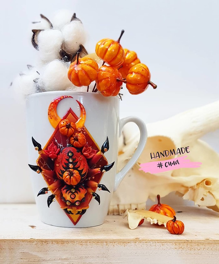 Spider on HALLOWEN covered with pumpkins and cobwebs! - My, Spider, Polymer clay, Idea, Needlework without process, Longpost
