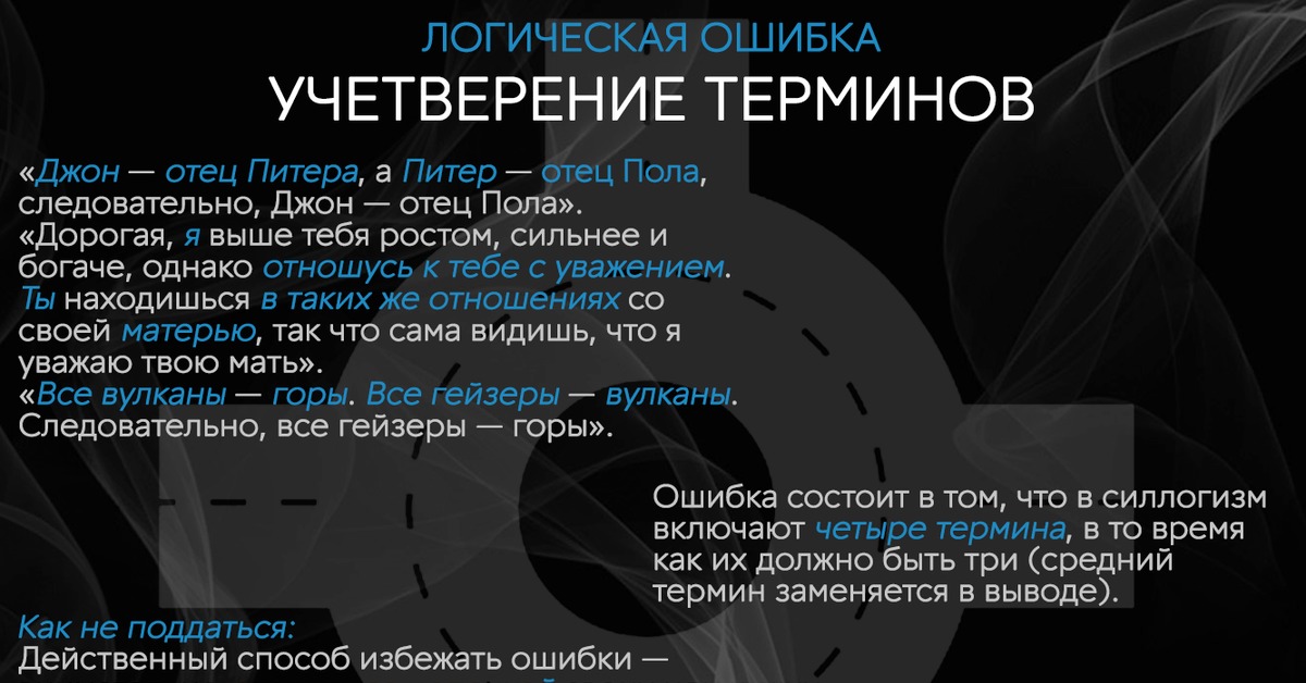 Термина d. Учетверение терминов в логике. Ошибка учетверения терминов. Логическая ошибка 