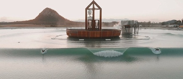 An unusual invention installed on a pond - Ingenious invention, Water, Wave, Inventions