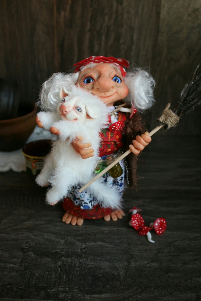 Granny Yagusya and Yozhkin cat. - My, Polymer clay, Handmade, Story, With your own hands, Needlework, Handmade, Longpost