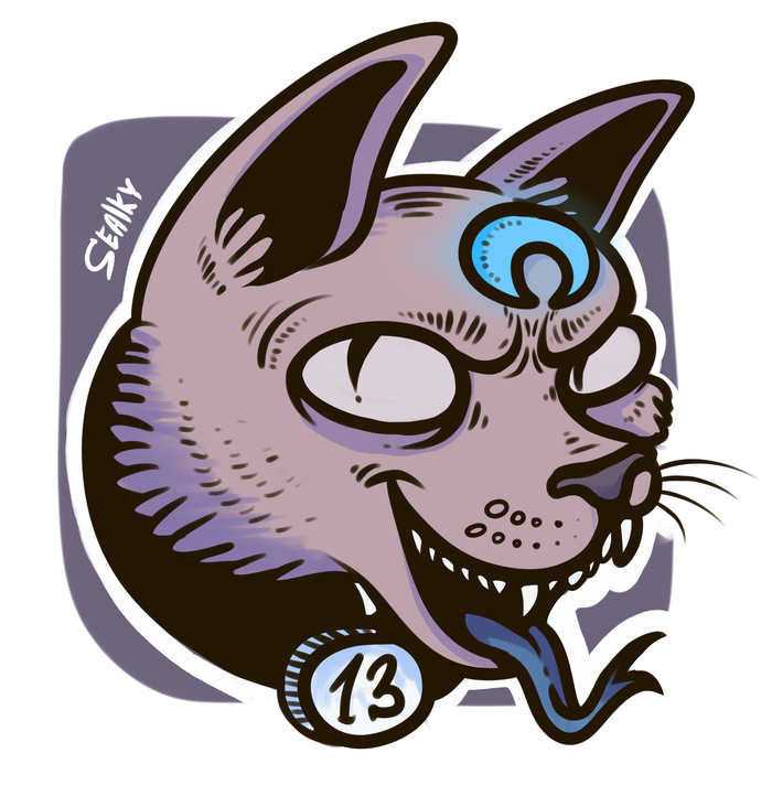 demon kitty - My, Sealky, cat, Halloween, Digital drawing, Art, Drawing