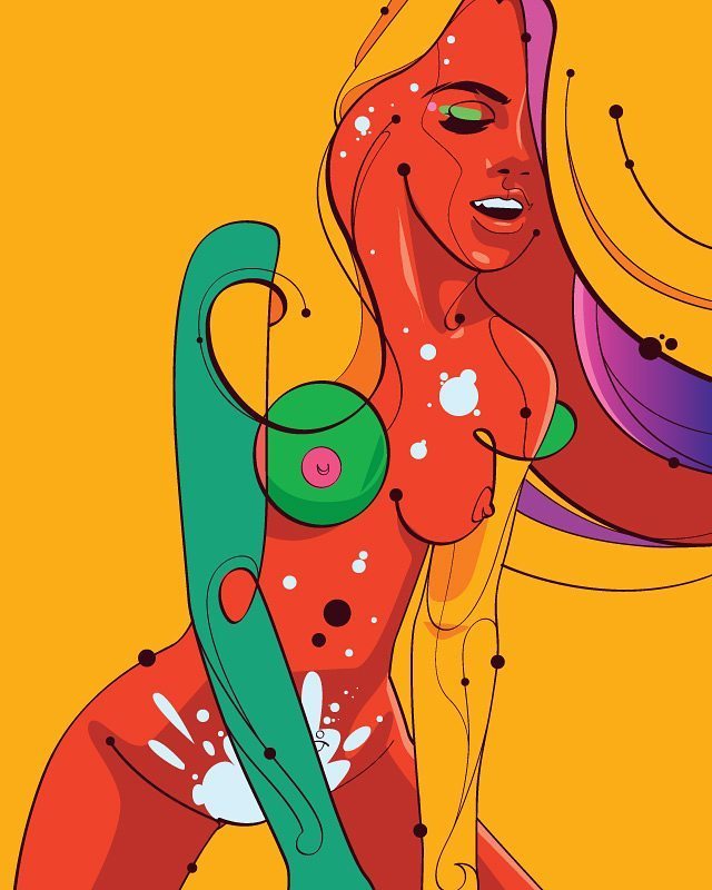 Bright colors and exciting lines, part 2 - NSFW, Erotic, Hand-drawn erotica, Digital drawing, Art, Longpost