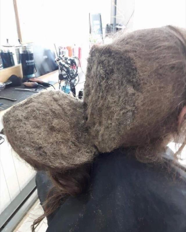 Homeless man gets his first haircut in a long time - The photo, Hair, Dirt, Salon, Bum, Стрижка