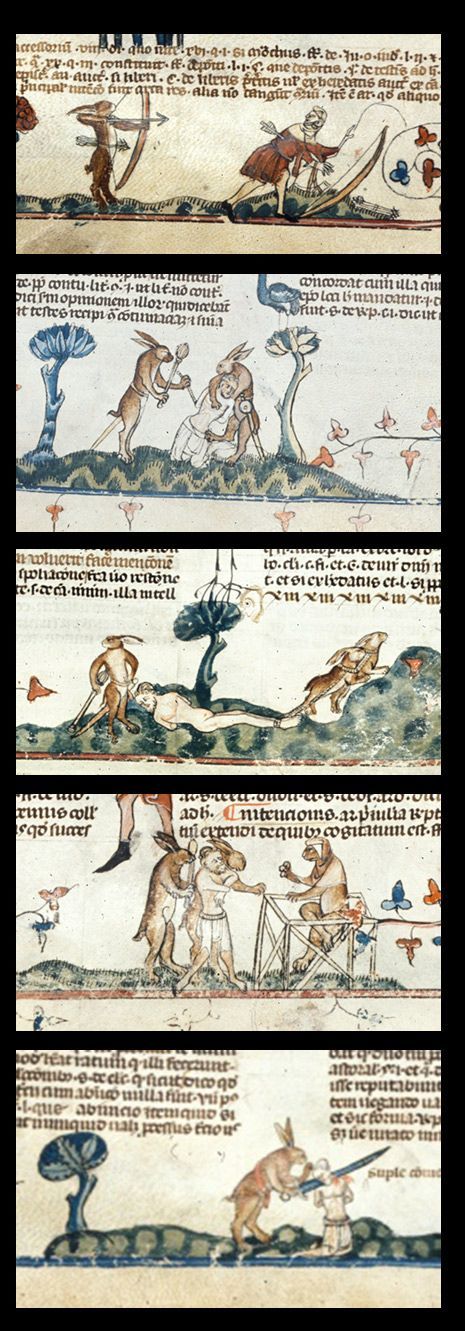 War crimes of hares in the Middle Ages ... or Drolleri ... - Bunny, Middle Ages, Longpost, Marginalia