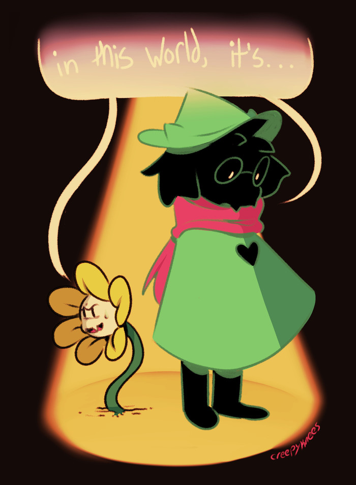 Two sides of the same coin Undertale, Deltarune, Flowey, Ralsei, , ,  