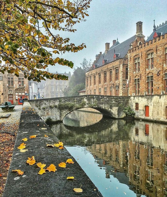 Bruges, Belgium - The photo, Bruges, Belgium, beauty, Bridge, Autumn